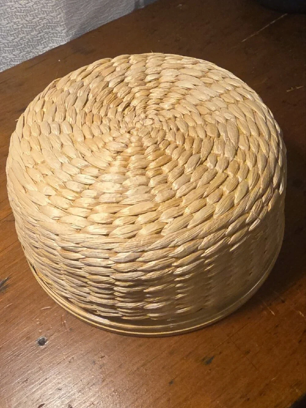 Round Bamboo Storage Box with Lid - Natural Wood